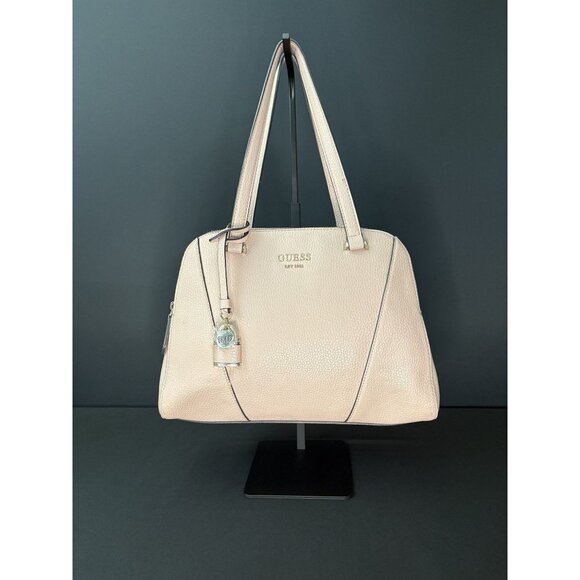 Guess Handbags - Guess Shawna Cali Satchel Handbag Lock Charm Double Handle Zip Closure Pink